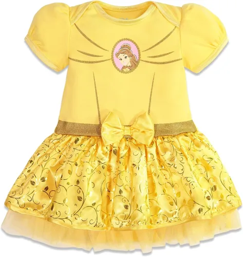 Vista 3 de Disney Princess Ariel Cinderella Belle Baby Girls Dress and Headband Newborn to Infant