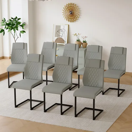 Vista 20 de gopop Juego de 4 sillas de comedor, modernas sillas de cocina y comedor con patas de metal galvanizado, sillas laterales tapizadas para comedor