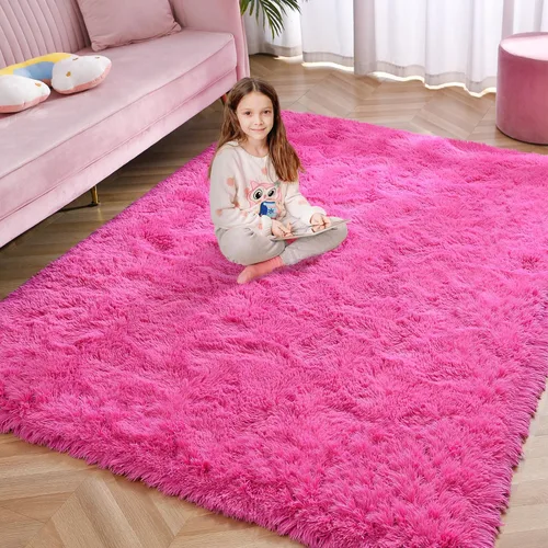 Vista 87 de Softlife Alfombra naranja para dormitorio, alfombra de felpa esponjosa para sala de estar para niñas, alfombra lanuda para niños, alfombra suave