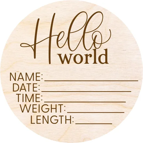 Vista 7 de Letrero Hello World para Recién Nacido - Placa de Anuncio de Nacimiento con Nombre del Bebé para Hospital - Accesorio para Fotos - Decoración Azul