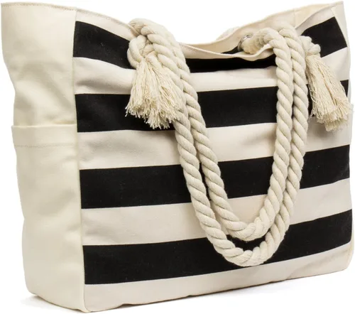 Vista 4 de Malirona Bolso grande de viaje a la playa con asa de cuerda de algodón, XL, Casual