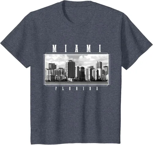 Vista 14 de Miami Skyline Florida Pride Vintage Miami Camiseta, Negro