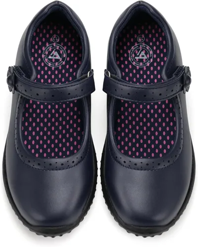 Vista 9 de JABASIC Zapatos de uniforme escolar Mary Jane para niña Negro