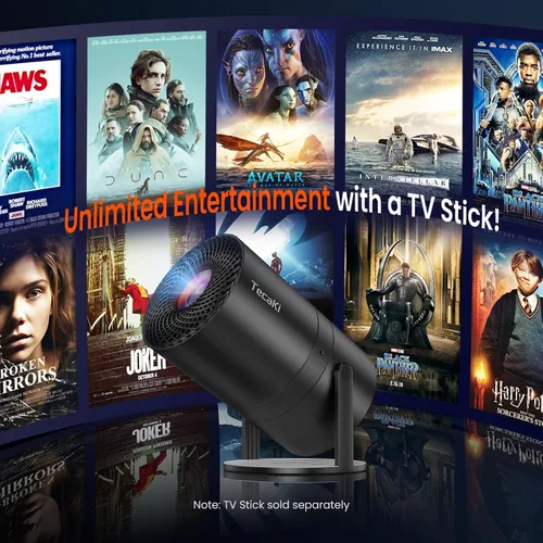 Vista 7 de Mini proyector portátil con WiFi y Bluetooth, compatible con proyector de películas 1080P HD, corrección trapezoidal automática, rotación de 180°