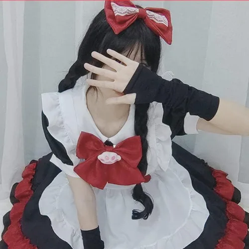 Vista 9 de CRFASIBE Vestidos de sirvienta de anime francés delantal de sirvienta, disfraz de cosplay
