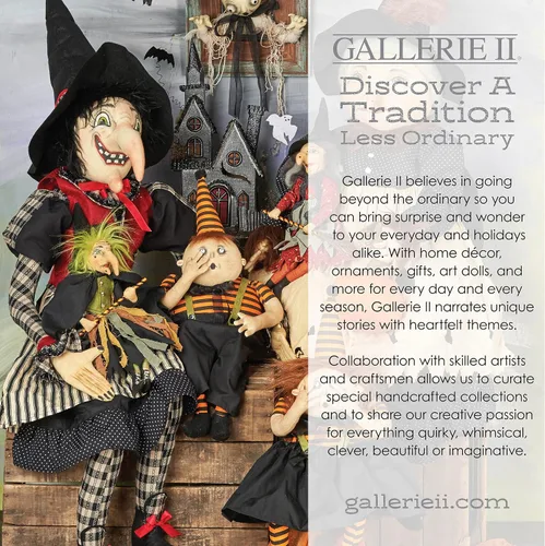 Vista 4 de GALLERIE II Figura decorativa pequeña de 3.35 x 5.43 pulgadas con sombrero de bruja, figura decorativa de Halloween, otoño, cosecha, linda