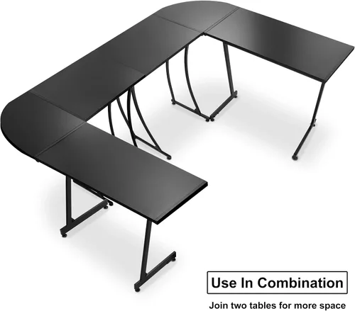 Vista 7 de Super Deal Escritorio esquinero en forma de L para computadora y juegos, escritorio moderno de 58 pulgadas, estación de trabajo de escritura, negro
