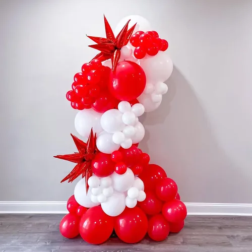 Vista 8 de Lukiituke Kit de arco de globos rojos, 129 unidades, globos de látex rojos