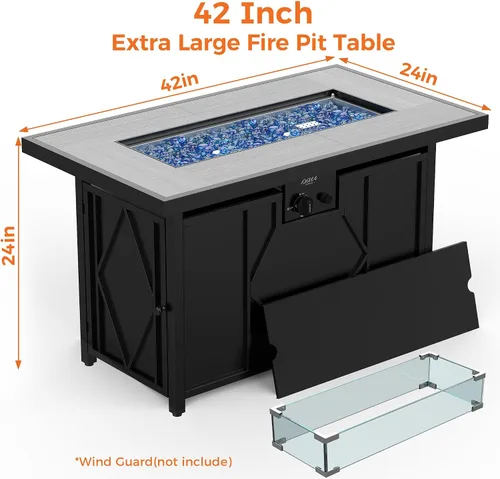 Vista 9 de BALI OUTDOORS - Mesa rectangular de gas propano para hoguera (42 pulgadas, 60.000 BTU)