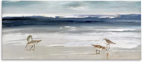 Vista 15 de Stupell Industries 'Sandpiper Flock Shoreline Splashing' Arte en Lienzo Sandpiper Flock Shoreline_v1