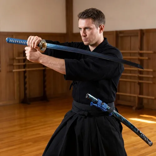 Vista 8 de Katana Sword, Handmade Samurai Sword 9260 Spring Steel - Plum Blossom Design, Full Tang & Clay Tempered - Ideal for Training, Practice, Collection &