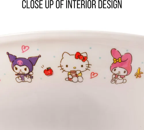 Vista 101 de Silver Buffalo Hello Kitty y sus amigos Chococat - Tazón de cerámica para ramen y arroz con palillos, patrón a cuadros, apto para microondas, 20
