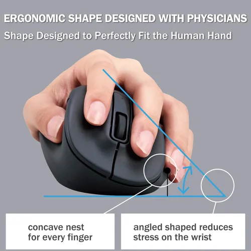 Vista 3 de [Usado] ELECOM - Ratón ergonómico inalámbrico para mano izquierda, 2.4 GHz con mini receptor USB, clic silencioso, 2000 DPI, 5 botones, sensor Negro