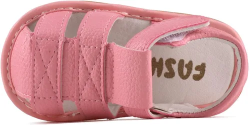 Vista 4 de Sandalias chirriantes de verano para niños y niñas, puntera cerrada, antideslizantes, suela de goma premium, zapatos para primeros pasos