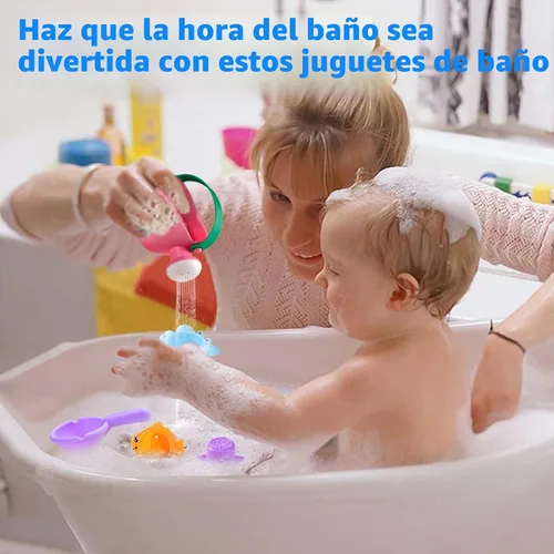 Vista 4 de Fajiabao Juguetes de baño para niños de 1 a 3 años, juego de apilamiento