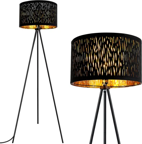 Vista 8 de Lámpara de pie, lámpara de pie con trípode, bombilla LED de 8W, pantalla decorativa, lámpara de pie estilo de mediados de siglo para sala de estar