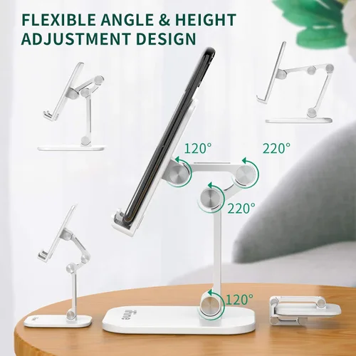 Vista 2 de iFine Soporte plegable ajustable para teléfono celular compatible con iPhone 12 y todos los teléfonos inteligentes, soporte móvil resistente