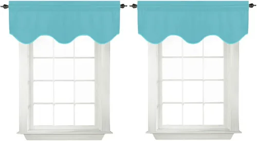 Vista 41 de Turquoize - Cenefa opaca para ventanas de cocina/baño/sala de estar/dormitorio con aislamiento térmico, cenefa festoneada con bolsillo para Aqua