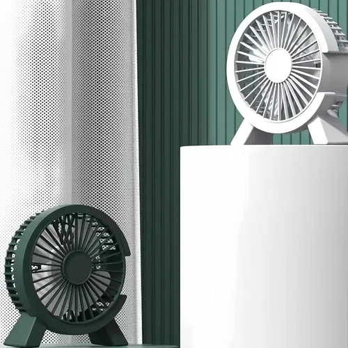 Vista 2 de Ventilador de escritorio USB portátil, mini ventilador de 4 aspas con motor ultra silencioso de 1.5 W, brisa natural para viajes de oficina en casa