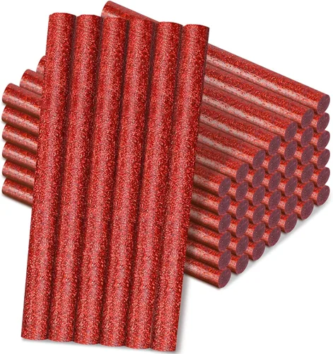 Vista 19 de Manarty Barra de pegamento termofusible roja ladrillo, 48 unidades de 0.27" de diámetro x 4" de largo, barras de pegamento termofusible mini de Rojo