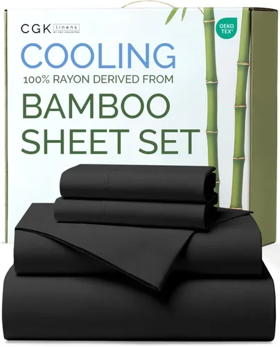 Vista 10 de Sábanas de bambú 100% rayón derivado de bambú, tamaño individual, sábanas refrescantes para individuales. Ropa de cama ultra suave, transpirable