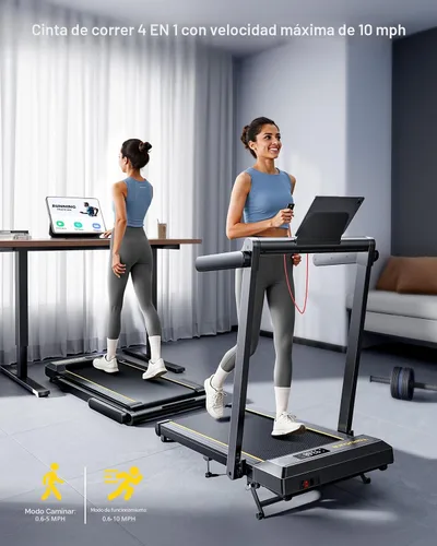 Vista 3 de TOPUTURE Walking Pad Treadmill with 12% Incline & Handle Bar, Treadmills for Home with Bluetooth Speaker, 4 in 1 Under Desk Treadmill Folding