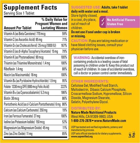 Vista 8 de Nature Made Suplemento alimenticio Prenatal + DHA 200 mg, 60 cápsulas suaves, 1435, 1