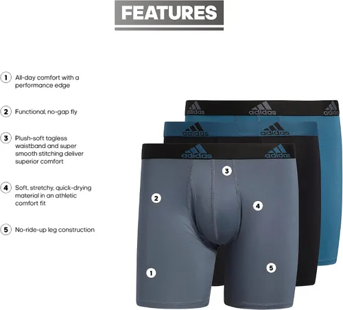 Vista 2 de adidas Men's Performance Boxer Brief Underwear (3-Pack)