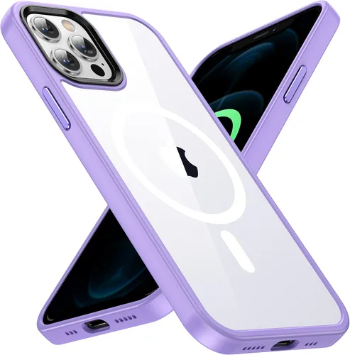 Vista 9 de Funda magnética para iPhone 12 Pro Max [protección militar contra caídas] [compatible con MagSafe], antihuellas, a prueba de golpes, translúcida