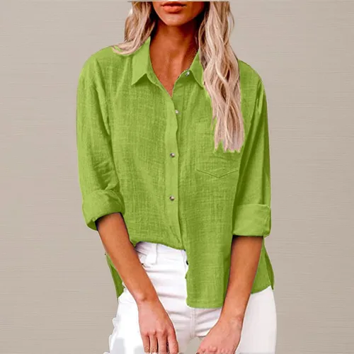 Vista 155 de SMIDOW Camisa de algodón y lino con botones para mujer