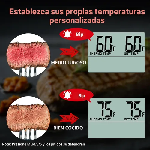 Vista 4 de Cocina digital LCD ThermoPro TP16 grande de cocción, comida, carne, termómetro para horno para barbacoa parrilla fumador temporizador de reloj
