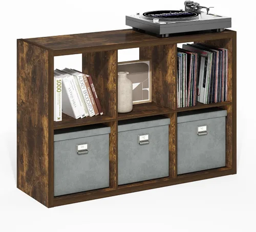 Vista 15 de Furinno Estantería para cubículos, estantería apilable, organizador de almacenamiento en cubos con parte trasera abierta, extragruesa, 15.8 x 15.8 x