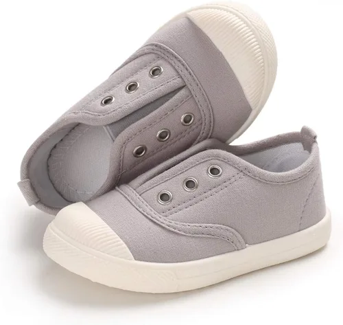 Vista 5 de E-FAK Zapatos para niños y niñas, tenis de lona sin cordones, ligeros, a la moda, casuales, para correr (niños pequeñosbebé)