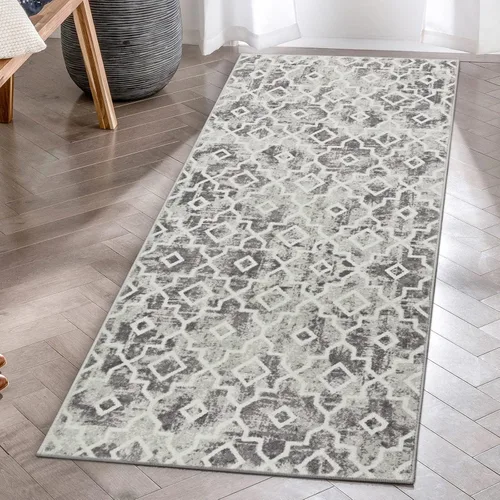 Vista 15 de Moynesa Alfombra marroquí lavable de 2 x 3 pulgadas, pequeña, azul, para cocina, baño, suave, antideslizante, de pelo bajo, moderna, geométrica