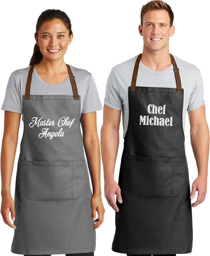 Vista 5 de NACRE APPAREL Delantal con pechera personalizado para hombres y mujeres, añade tu diseño de logotipo, diseño de foto, delantal de chef personalizado