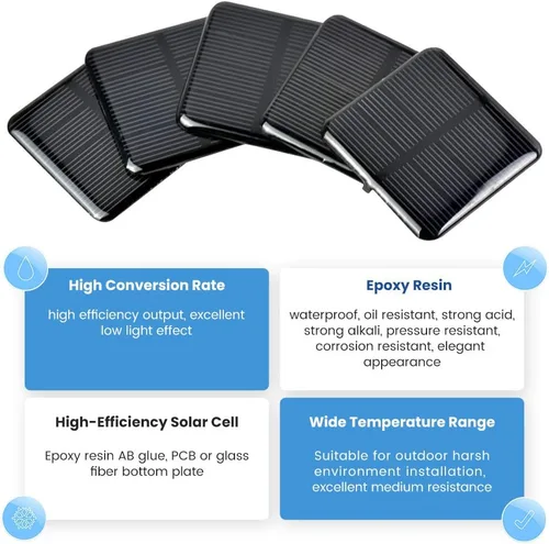 Vista 7 de 10 unids Mini células solares monocristalinas Kit de sistema solar 1.969 in X 50mm/1.96" X 1.96" 2V 160MA para paneles solares de carga DIY