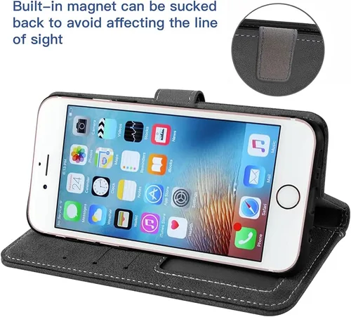 Vista 4 de Funda compatible con iPhone 6plus 6splus 6/6s Plus y protector de pantalla de vidrio templado, funda para tarjetero/tarjetero, fundas para teléfono