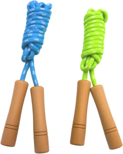 Vista 8 de Cuerda de saltar para niños – Mango de madera – Cuerda de saltar ajustable de algodón trenzado para niños pequeños fitness entrenamiento ejercicio