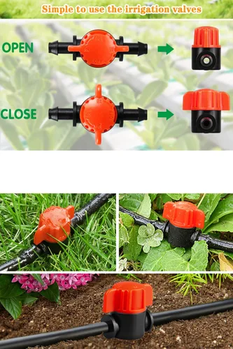 Vista 4 de 20pcs 1/4 pulgada Barb Shut-Off Válvula universal de riego por goteo tubería válvula de acoplamiento