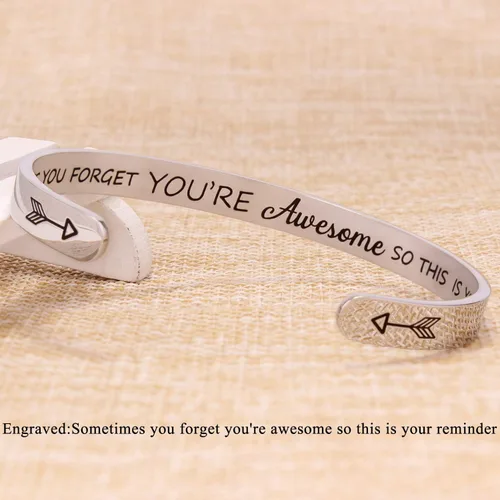 Vista 3 de Btysun Pulseras con frase personalizable, para el Día de la Madre, de su hija, regalos motivacionales para graduación o cumpleaños, para mujeres