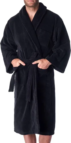 Vista 4 de Alpine Swiss Albornoz de terry de algodón puro para hombre súper absorbente para spa Negro