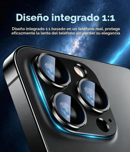 Vista 3 de [Paquete de 2] Compatible con iPhone 13 Pro/iPhone 13 Pro Max protector de lente de cámara de metal Plus cubierta de cámara de vidrio templado