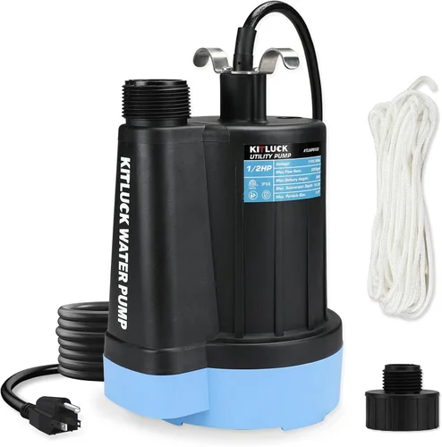 Vista 11 de KITLUCK Bomba de agua sumergible, bomba de sumidero de alto flujo de 1-1/4 HP 4500 GPH con interruptor de flotador, cable de alimentación de 23