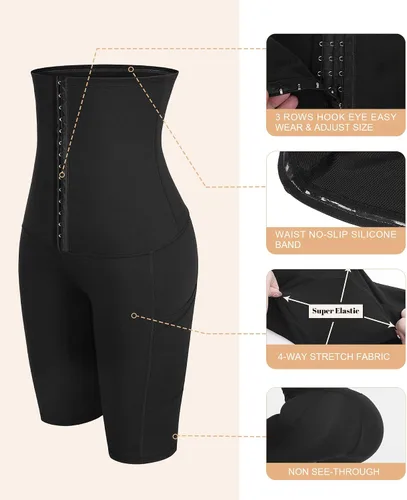 Vista 6 de FeelinGirl Waist Trainer Shorts for Women Tummy Control Shapewear Corset High Waist Yoga Leggings with Pockets