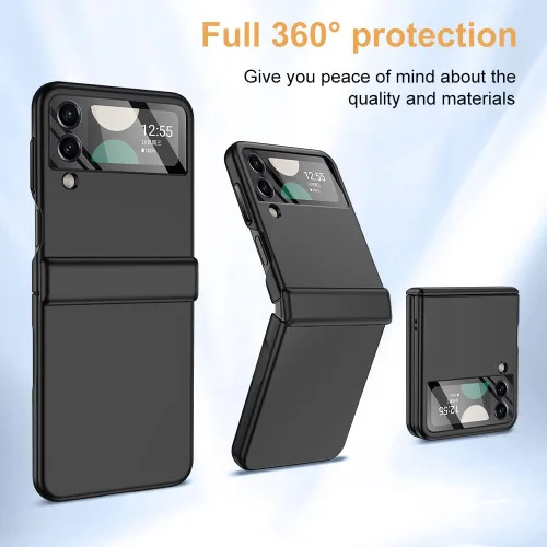 Vista 5 de Funda para Samsung Z Flip 4: [Protección completa de bisagra] Funda delgada para teléfono con protección de pantalla incorporada, protección