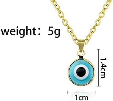 Vista 5 de COLORFUL BLING 2 collares de mal de ojo, amuleto de tercer ojo azul, collar de cadena de oro de ojo delicado, protección de la cábala, joyería