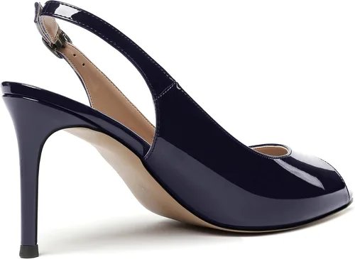 Vista 5 de WAYDERNS Zapatos de vestir de tacón alto con correa al tobillo y puntera abierta, de charol y tacón alto, bonitos zapatos de vestir de 3.5 pulgadas