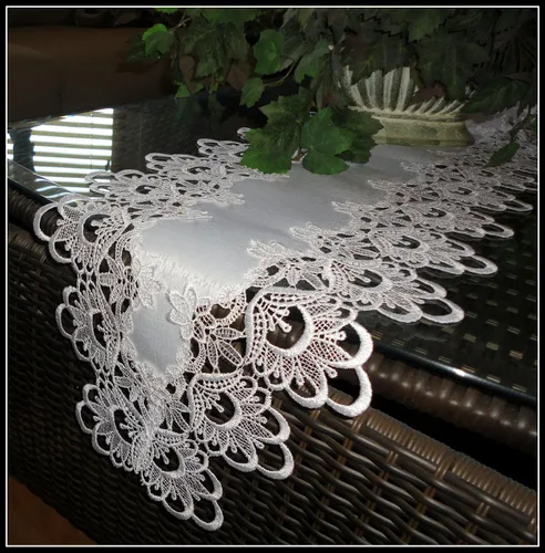 Vista 2 de 65 "Lace Dresser Bufanda Camino de mesa Flor Blanca Europeo Mantel Mantel