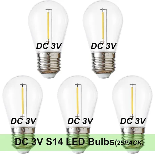 Vista 3 de Bombillas solares de cadena DC de 3 V, bajo voltaje, blanco cálido