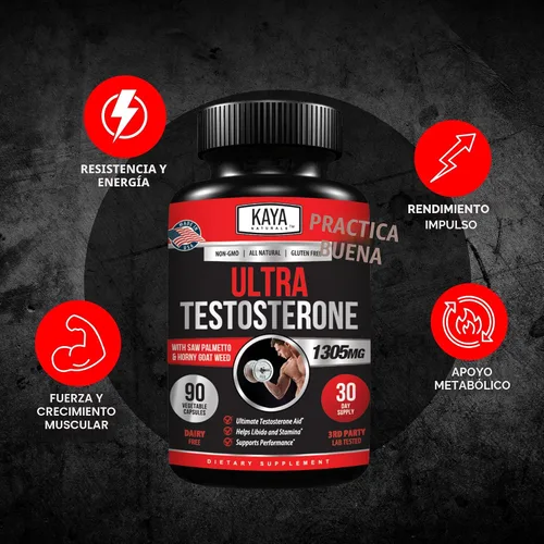 Vista 4 de Kaya Naturals Ultra testosterona - Refuerzo de testosterona para hombre con Tongkat Ali, hierba de cabra cachonda, tribulus, suplemento natural
